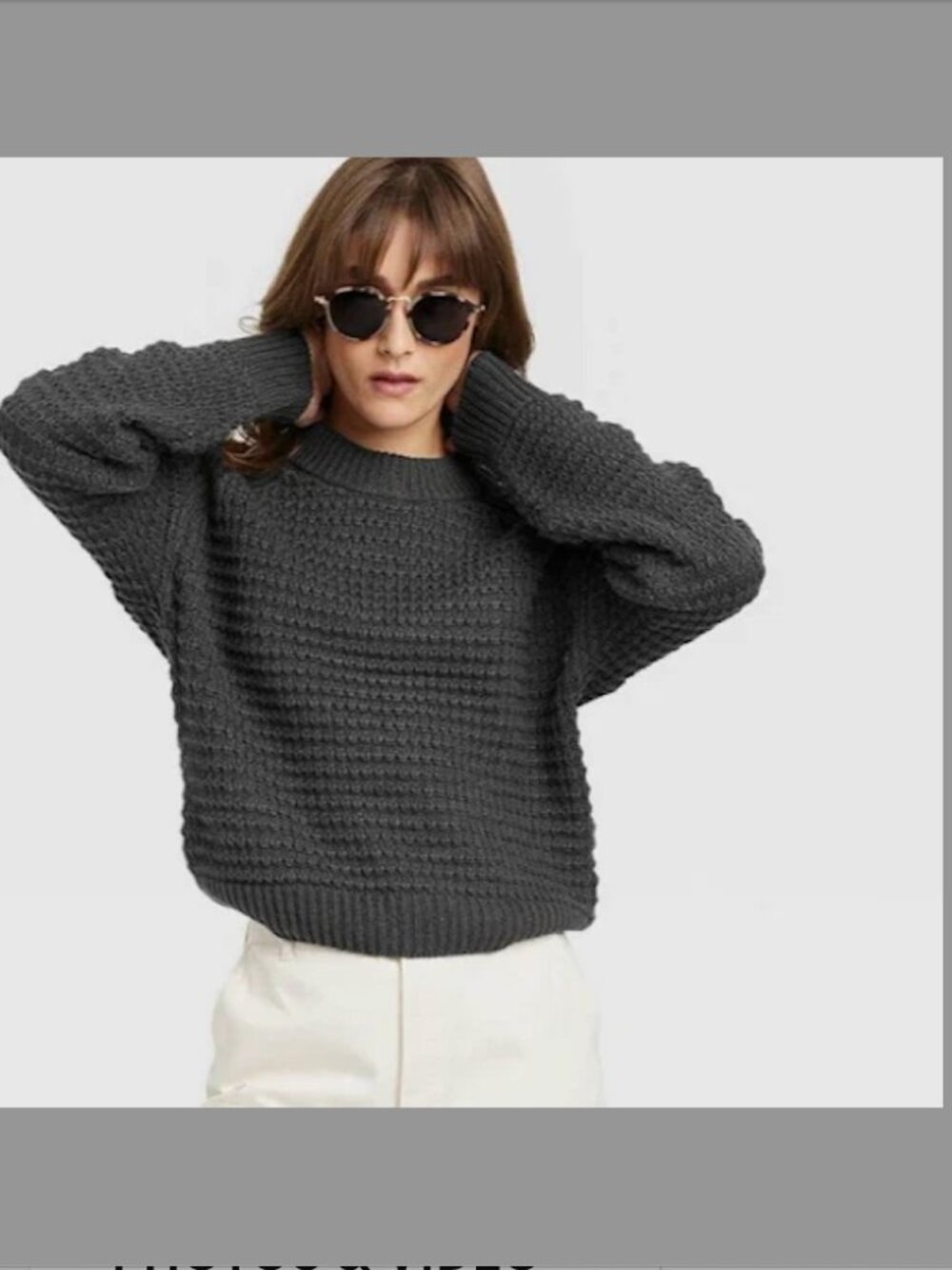 Universal Thread Charcoal Gray Waffle Knit Crewneck Sweater Pullover Sz XXL
